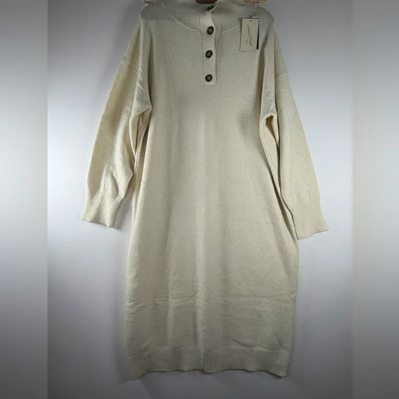 Universal Thread™ Women's Long Sleeve Midi Sweater Dress - Cream XXL - Picture 5 of 12